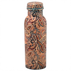 Bouteille en cuivre durable, motif Paisley bohème, en acier inoxydable sublimé, avec couvercle anti-fuite - Product Image 1