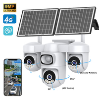 Caméra CCTV solaire 4G 9MP Batterie 12000mAh Panoramique-inclinaison PTZ Étanche IP66 Vision nocturne Audio bidirectionnel Stockage sur carte SD et dans le cloud