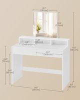 Table de toilette rectangulaire avec miroir, 2 tiroirs, 3 compartiments, bureau de maquillage moderne pour chambre à coucher, écologique, blanc nuage, KAILYN