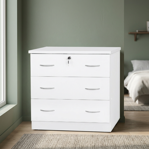 Modern Wood Chest of 3 Drawers with Lock Customized OEM <b>Storage</b> Bedroom Furniture for Hotel Use Made in Malaysia 1427 - Product Image 3