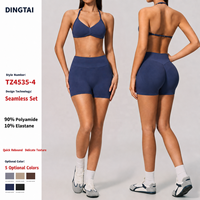 Ensemble de yoga sans couture Dingtai pour femme, soutien-gorge de sport dos nu, short taille haute respirant, grande taille, séchage rapide, polyamide élasthanne GCC