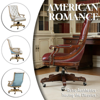 Commande de projet de personnalisation : Chaise de bureau de direction de luxe en bois massif faite à la main avec revêtement en cuir blanc et pivotante