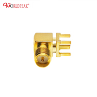 Connecteur RP-SMA femelle à angle droit pour carte PCB, 50 ohms, polarité inversée pour module sans fil