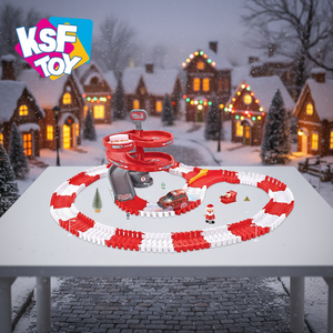 Pista per Auto <span class=keywords><strong>Puzzle</strong></span> Multilivello Creativa Fai-da-Te con Babbo Natale - Giocattolo a Batteria al Litio in Plastica Marca KSF - Product Image 6