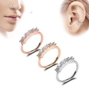 Anillo de Nariz de Diamante Sin Perforación 2026 para Mujer y Hombre, Pendientes de Moda de Acero Inoxidable, Anillos de Septum Falsos - Product Image 2