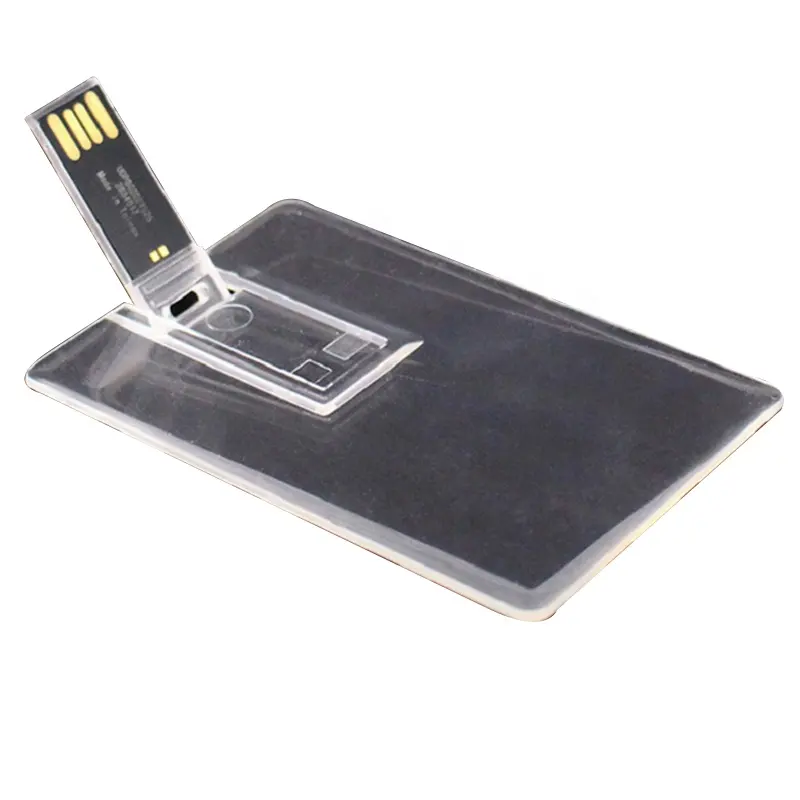 Tarjeta transparente de plástico promocional Usb Thumb Flash Drive 2,0 2GB 4GB Tarjeta de vidrio transparente Forma Pen Drive 8GB 16GB 32GB 64GB