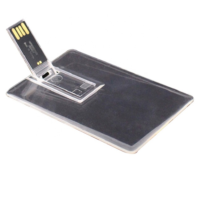 Promotional Plastic Transparent Card Usb Thumb Flash Drive 2.0 2GB 4GB Clear Glass Card Shape Pen Drive 8GB 16GB 32GB 64GB