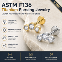Pendientes de Titanio Grado Implante ASTM F136 JIAXIN con Zirconia para Boda, Hélice, Tragus, Labret, Labio, Piercing Fino para el Cuerpo