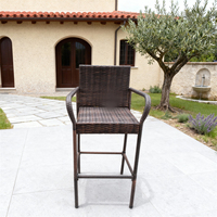 Tabouret haut en osier marron avec support de dos pour chaise de patio extérieure pour la relaxation de terrasse de jardin Construction en rotin durable