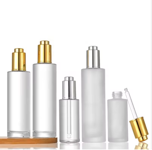 Glass Dropper <b>Bottle</b> Cylinder Shape Clear Body Gold Cap Skin Care Serum Container 10ml - Product Image 5