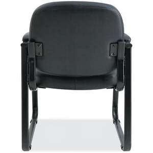 Chaise d'appoint Alera Genaro Series 25'' x 24,80'' x 33,66'' en similicuir noir à dossier semi-haut avec base en forme de traîneau et base de dossier noire - Product Image 1