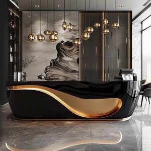 <span class=keywords><strong>Bancone</strong></span> Reception Curvo in Fibra di Vetro Nero Oro di Lusso Moderno Personalizzabile - Product Image 2