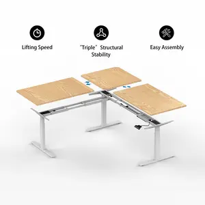 Офисный угловой стол L-образной формы для дома и офиса, регулируемая высота, компьютерный моторизированный стол L-образной формы, столешница для сидения L-образной формы