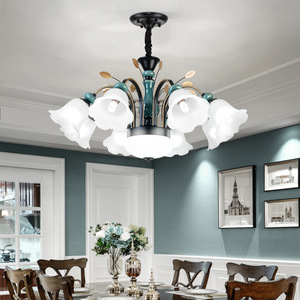 Lámpara de techo de estilo americano con múltiples cabezales de luz LED para sala de estar, comedor, dormitorio, uso doméstico, diseño de cerámica. - Product Image 1