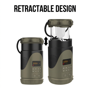 Lanterne de camping multifonctionnelle pour l'extérieur avec lumière LED, haut-parleur Bluetooth, radio AM FM, batterie rechargeable, étanche - Product Image 5