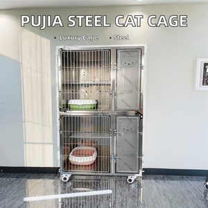 Cage de transport de luxe en acier inoxydable pour chats et <span class=keywords><strong>chiens</strong></span>, motif uni, nouveau modèle - Product Image 2