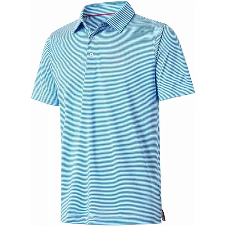 Áo Polo Golf Tay Ngắn Kẻ Sọc 8 Spandex Cho Nam Vải Poplin Logo Tùy Chỉnh 92 Polyester Thấm Hút Ẩm Hiệu Suất