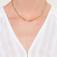 Collier chaîne en corde simple géométrique classique EMANCO, plaqué or 14 carats, acier inoxydable, hypoallergénique, résistant au ternissement, pour femmes