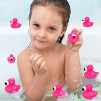 12 canards flamants roses en plastique, jouets de bain flottants et grinçants, cadeaux de fête prénatale, décoration de gâteau, décoration de salle de classe