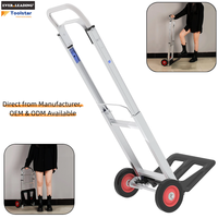 Chariot à main pliable portable 80 kg avec roues pleines de 6 pouces + plaque de marche de 10,5x14,5 pouces, cadre en aluminium pour le déplacement de pots de fleurs de pépinière, outils OEM