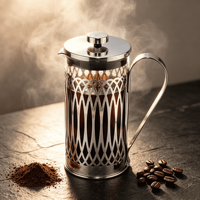 Cafetière à piston de petite capacité 350 ml, théière portable en verre avec poignée en acier inoxydable
