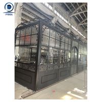 Prima Véranda extérieure personnalisée de haute qualité toutes saisons en métal véranda autoportante en aluminium en fer forgé maison en verre incliné