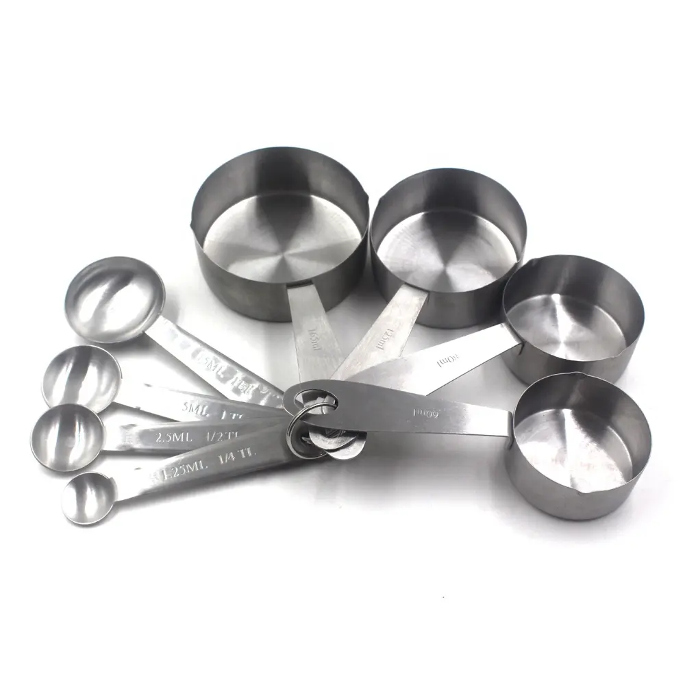 Stainless Steel Measuring Cups and Spoons Set SS Material Heavy Duty 4 Measuring cups and 4 Measuring Spoons Pack 8pcs Per set