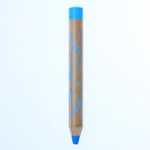 Personalized Jumbo wooden sharpened wax crayons with brush and sharpener in pvc tube Woody crayon in paper box