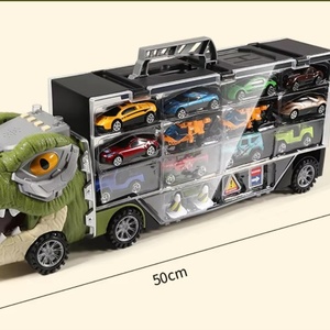 Coche de juguete de dinosaurio para niños - Tractor de inercia de plástico ecológico de doble cara con almacenamiento y función de retroceso - Product Image 4
