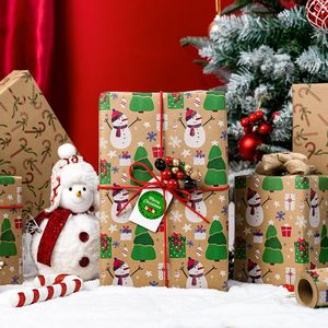 Christmas Gift <b>Wrapping</b> <b>Paper</b> Roll Kraft Snowman Candy Cane Design 17 In X 33 Ft Reversible Recyclable Packaging <b>Paper</b> - Product Image 4