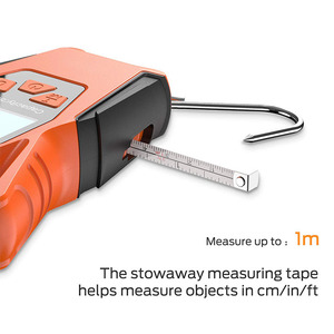 Báscula Colgante Electrónica J&R Naranja de Alta Precisión, Resistente, 50 kg, con Pantalla LCD Retroiluminada, Regla Integrada y Cinta Métrica Retráctil de Acero - Product Image 4