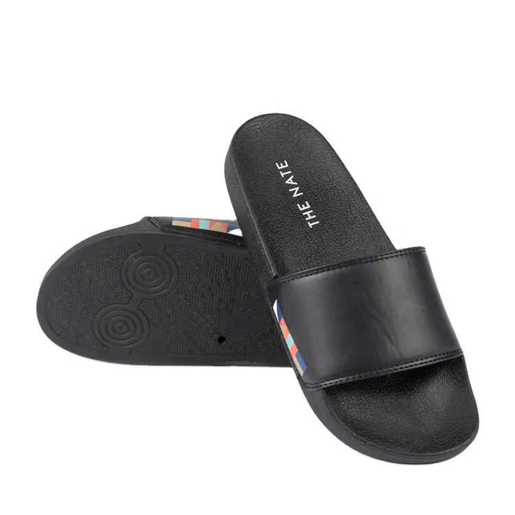 Nice beach PU soft men slipper factory custom logo slide sandal flip flops wholesale