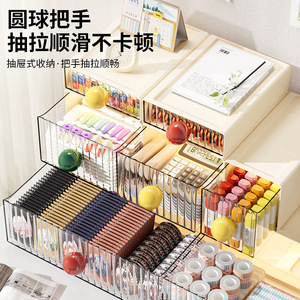 <b>Drawer</b> Style <b>Storage</b> Box With Handles Stackable Office Organizer For Cosmetics Toys Figurines Desktop Use Solid Color Rectangle - Product Image 1