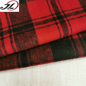 Poly <strong>Wool</strong> Blended Yarn Dyed <strong>Red</strong> Black Check Plaid Over Coating Woolen Fabric - Product Image 6