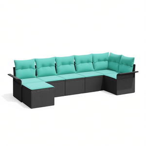 Set Divano da Giardino in Polyrattan Nero con Contenitore, 6 Posti, Arredamento da Esterno dal Design Contemporaneo - Product Image 1