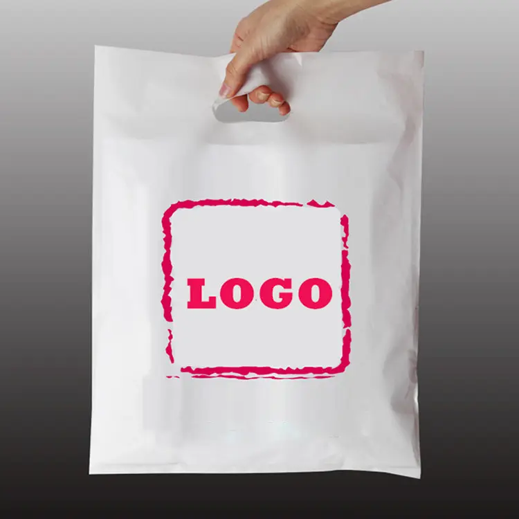 Custom Printing Heavy Duty Retail Shopping D2w Bio Afbreekbaar Gestanst Grote Plastic Zakken Met Eigen Logo