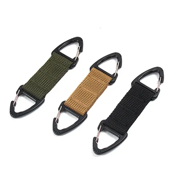 Chiến Thuật Belt Webbing Key Ring Chủ Bag Hook Buckle Strap Clip Men Du Lịch Ngoài Trời Đi Bộ Đường Dài Cắm Trại Chiến Thuật Carabiner