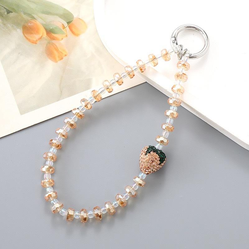 แชมเปญจี้สตรอเบอร์รี่ลูกปัดคริสตัล