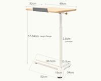 Table d'appoint moderne en forme de C pour ordinateur portable, réglable en hauteur par vérin pneumatique, avec base métallique robuste et mobile