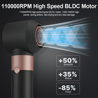 Styler multi-cheveux 1600W, 110000 tr/min, styler à air chaud haute vitesse, affichage numérique, sèche-cheveux professionnel avec 14 accessoires