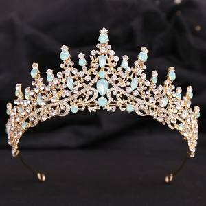 Luxury <strong>Blue</strong> Jelly Color Crown Gold Plated Princess <strong>Tiara</strong> Hairbands Headpieces Birthday Gift Crystal Wedding Crown for Girls - Product Image 5