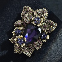 Broche de luxe florale entièrement ornée de cristaux pour femmes et hommes, vintage, exquise, haut de gamme, en strass, pour fêtes et mariages