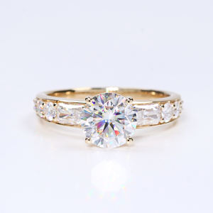Высокое качество 2 карат круглое кольцо с муассанитом 9k 10k 14k 18k из твердого золота Муассанит ювелирные изделия обручальное кольцо - Product Image 2