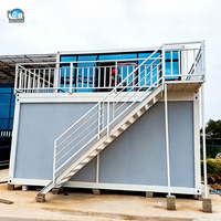 Maison modulaire de mur rideau en verre personnalisable de vente chaude appropriée au bureau à domicile maison de conteneur de deux étages