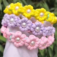 Collier pour chien en crochet fleuri, perles pour chat, réglable, polyester léger, durable, 30 à 45 cm, rose, violet, jaune, petit
