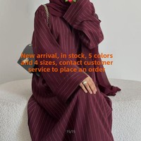 Vêtements islamiques Brion, abaya de couleur unie pour femmes du Moyen-Orient, col en V, manches longues, robe ample