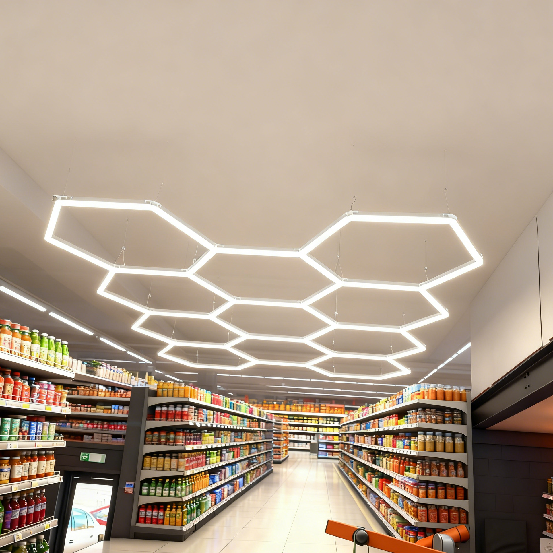 LED Work Lights for Supermarket Ceiling Hexagon Led Light Honeycomb Lights Garage for Shopping Mall and Retail Space