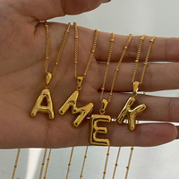 Collares con Colgante de Letras del Alfabeto de Acero Inoxidable Chapado en Oro de 18K, Resistentes al Agua, Clásicos, con Cadena de Eslabones Personalizada con Nombre, Regalo
