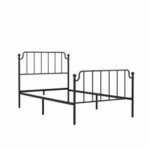 <b>Black</b> Powder Coated Steel Twin Bed <b>Frame</b> Rectangular Metal Bedroom Furniture Industrial Design - Product Image 1