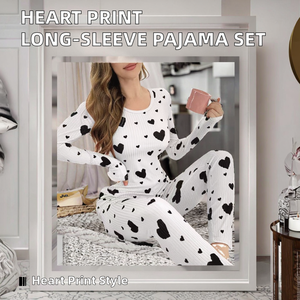 Nuevo Conjunto de Ropa Casual Transpirable para el Hogar, Pantalones de Manga Larga con Estampado de Corazón, Pijamas para Mujer Más Vendidos en Europa y América - Product Image 2